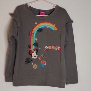 Disney Minnie Mouse Gray Sweatshirt with Rainbow Design